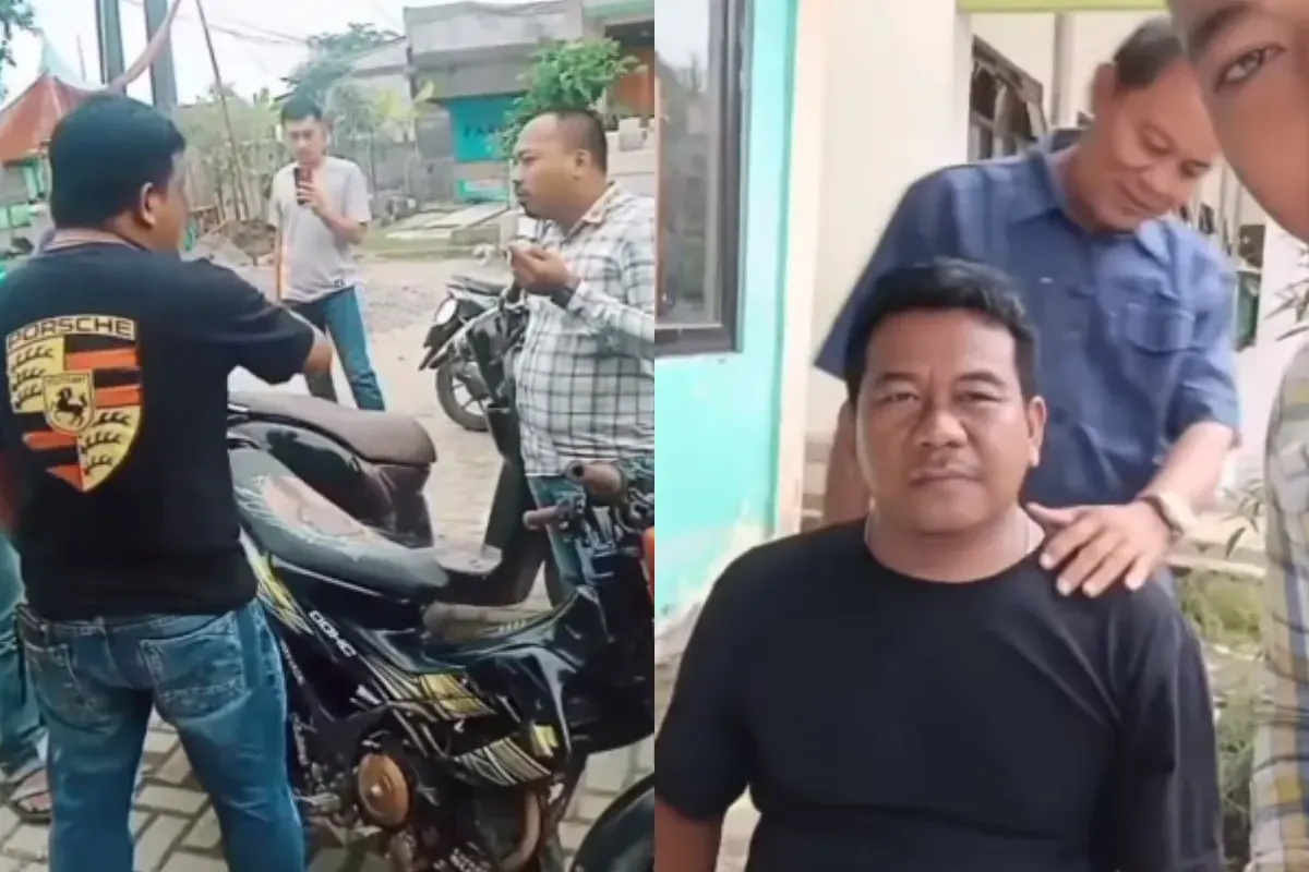 Pria meminta hentikan proyek pembangunan sebuah sekolah di Bekasi karena tidak melibatkan masyarakat lokal. (Sumber: Tangkap Layar Instagram/@medsoszone)