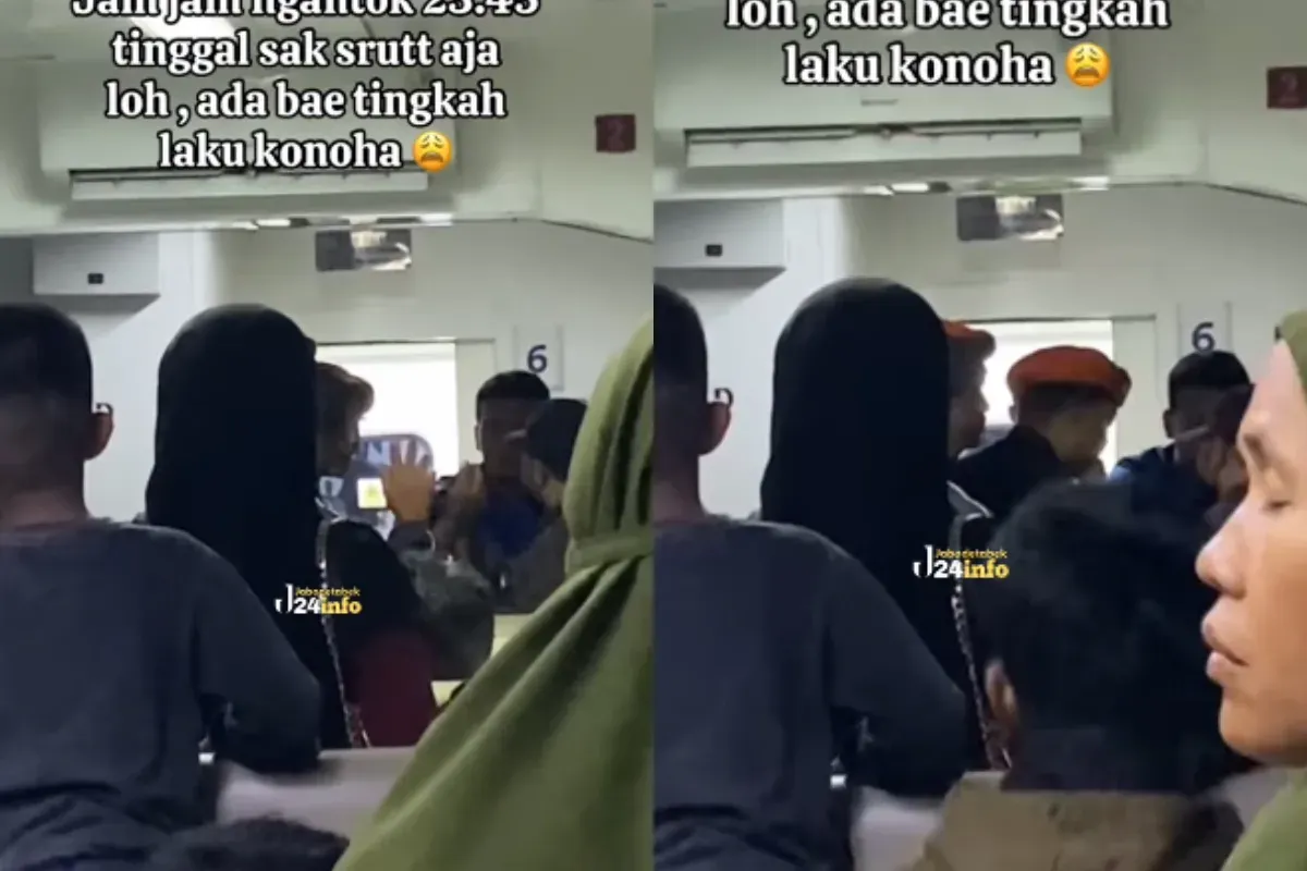 Momen seorang penumpang terciduk merokok di dalam kereta api. (Sumber: Tangkap Layar Instagram/@jabodetabek24info)