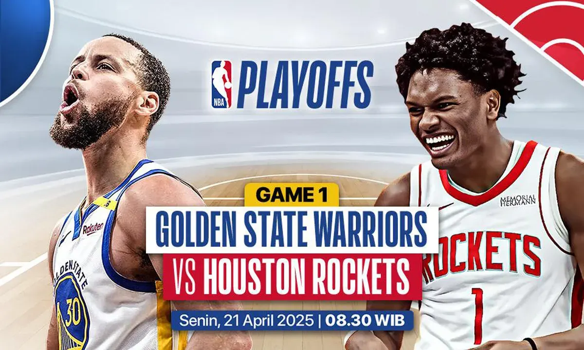 Link live streaming Golden State Warriors vs Houston Rockets di game 1 playoffs NBA 2025. (Sumber: Vidio)