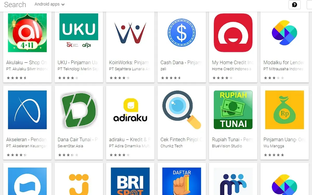 Tampilan aplikasi fintech lending yang telah resmi terdaftar di OJK, sebagai bentuk digitalisasi layanan keuangan yang aman dan terpantau. (Sumber: Pinterest)