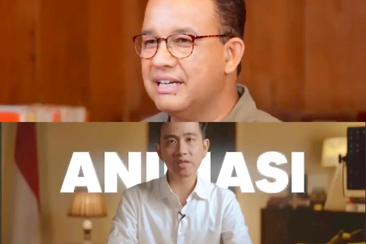 Potret Anies Baswedan (atas) dan Wakil Presiden RI, Gibran Rakabuming Raka (bawah). (Sumber: Poskota/Dzikri)