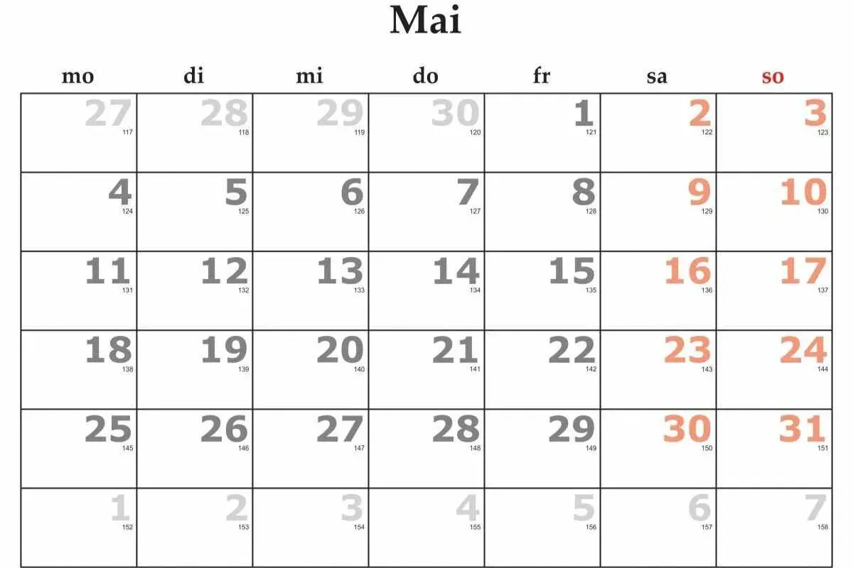 Ilustrasi kalender Mei 2025. (Sumber: PxHere)