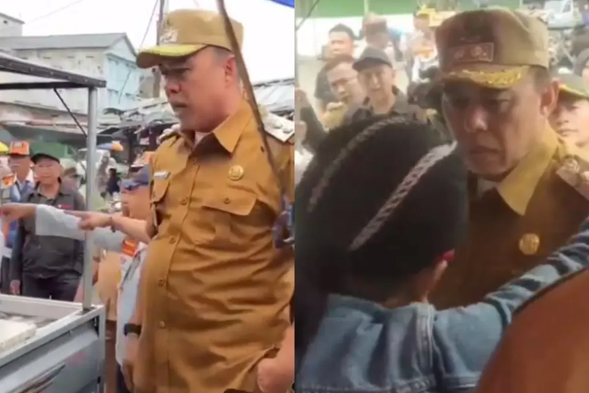 Wakil Bupati Tulang Bawang, Lampung, Hankam Hasan nyaris adu jotos dengan pedagang. (Sumber: Tangkap Layar Facebook/Syah Dati)