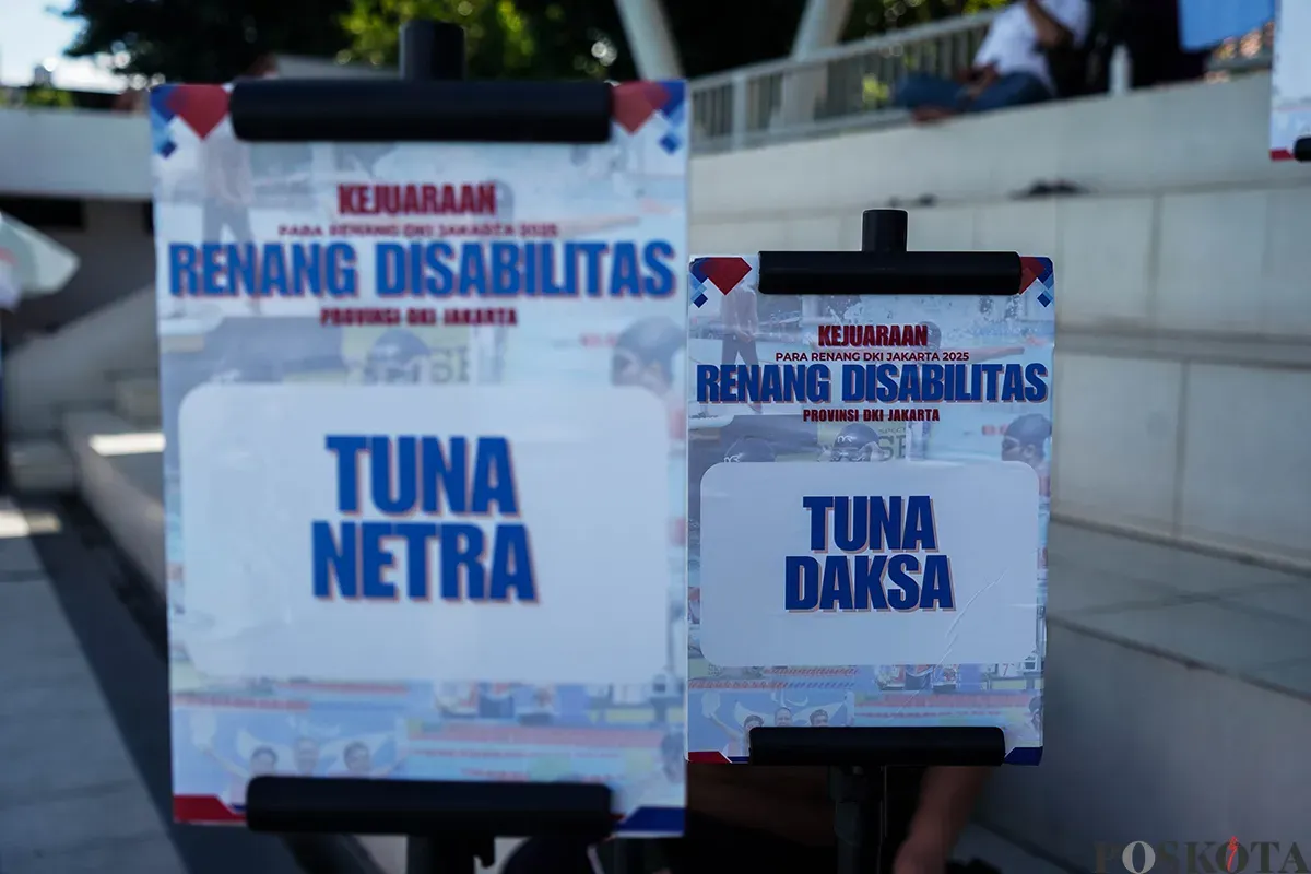Sejumlah atlet renang penyadang disabilitas mengikuti kejuaraan Para Renang Tuna Daksa dan Netra Provinsi DKI Jakarta 2025 di Kolam Renang Bulungan, Jakarta Selatan, Kamis, 24 April 2025. (Sumber: Poskota/Bilal Nugraha Ginanjar)