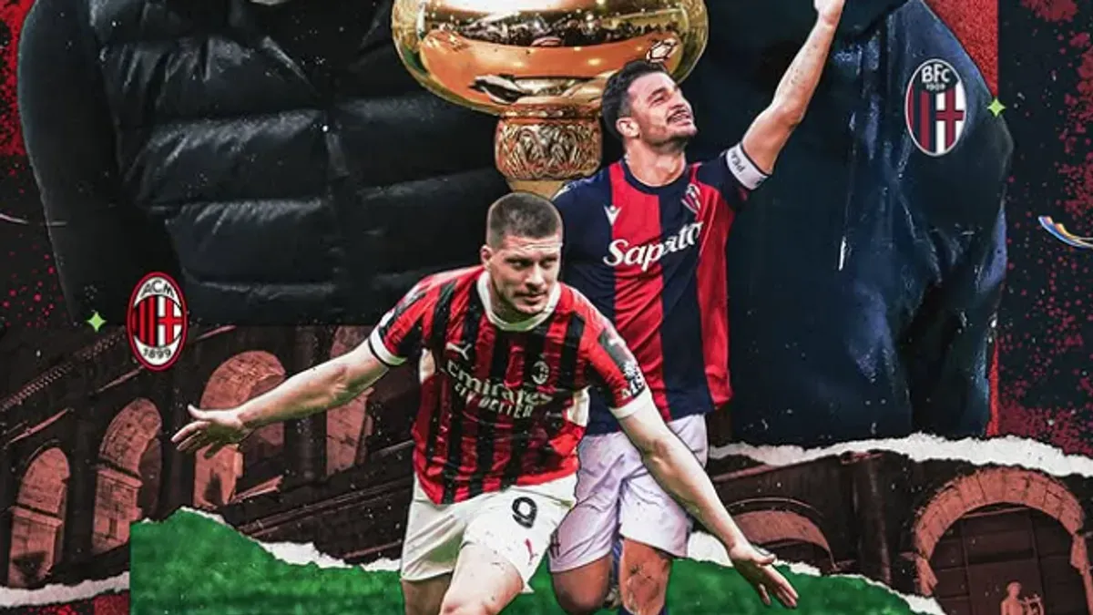 AC Milan akan ditantang Bologna di final Coppa Italia 2024/2025. (Sumber: Instagram/@seriea)