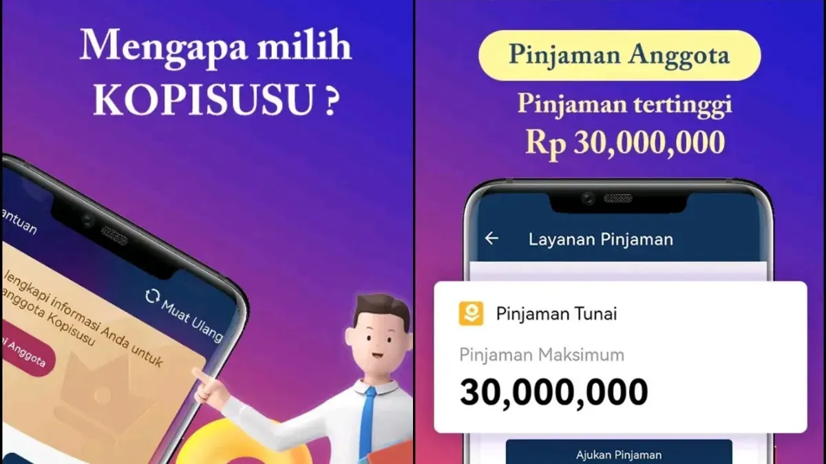 Tampilan aplikasi pinjol ilegal KOPISUSU. (Sumber: Play Store/KOPISUSU)