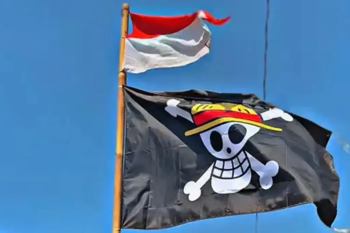 Pengibaran bendera One Piece dilarang oleh tokoh politik. (Sumber: TikTok/@agustacrisna118)
