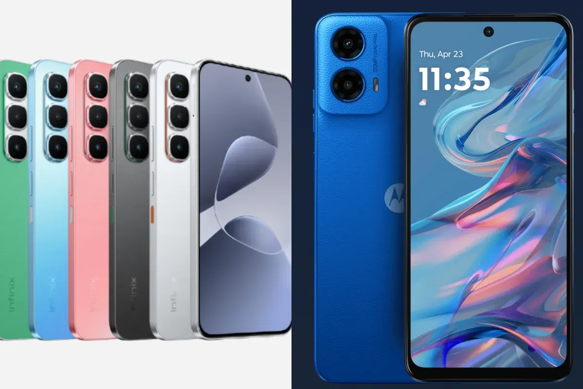 Ilustrasi perbandingan HP Infinix Hot 60 Pro vs Motorola G45. (Sumber: Samsung dan Infinix)