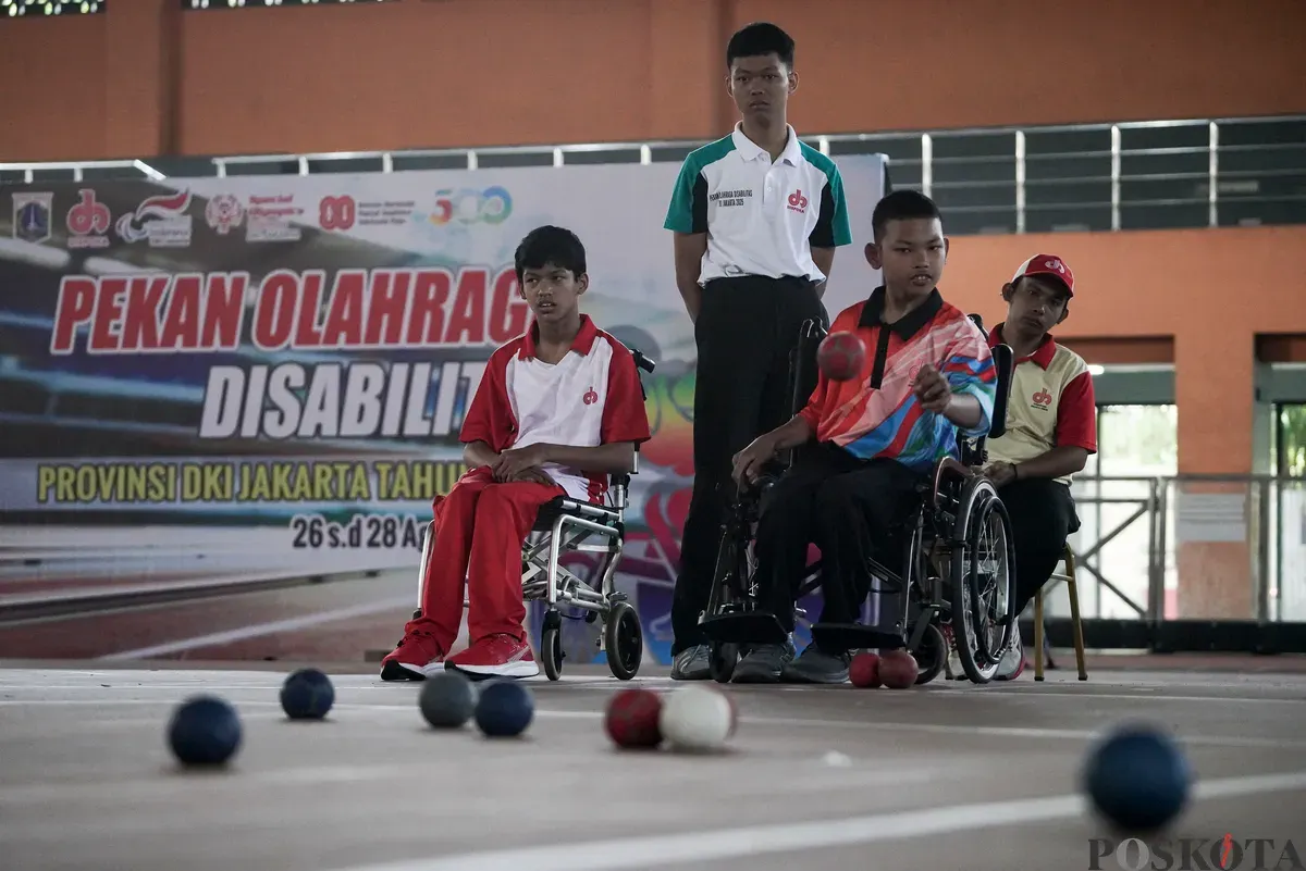 Penyandang disabilitas mengikuti Pekan Olahraga Penyandang Disabilitas Tingkat Provinsi DKI Jakarta Tahun 2025 di Jakarta International Roller Track Arena (JIRTA) dan GOR Sunter, Tanjung Priok, Jakarta Utara, Rabu, 27 Agustus 2025. (Sumber: Poskota/Bilal Nugraha Ginanjar)