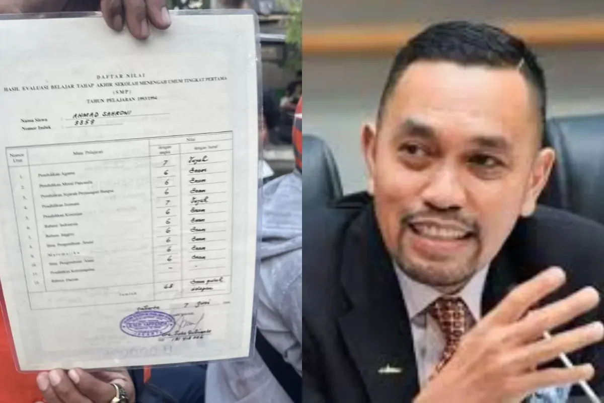Ijazah SMP Ahmad Sahroni yang beredar di media sosial menuai gelombang komentar satir dari warganet. (Sumber: Instagram)