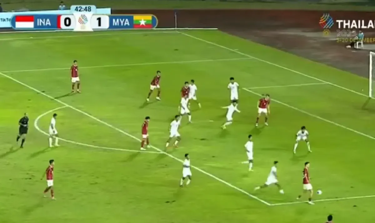 Potret pertandingan Indonesia vs Myanmar (Sumber: Vidio)