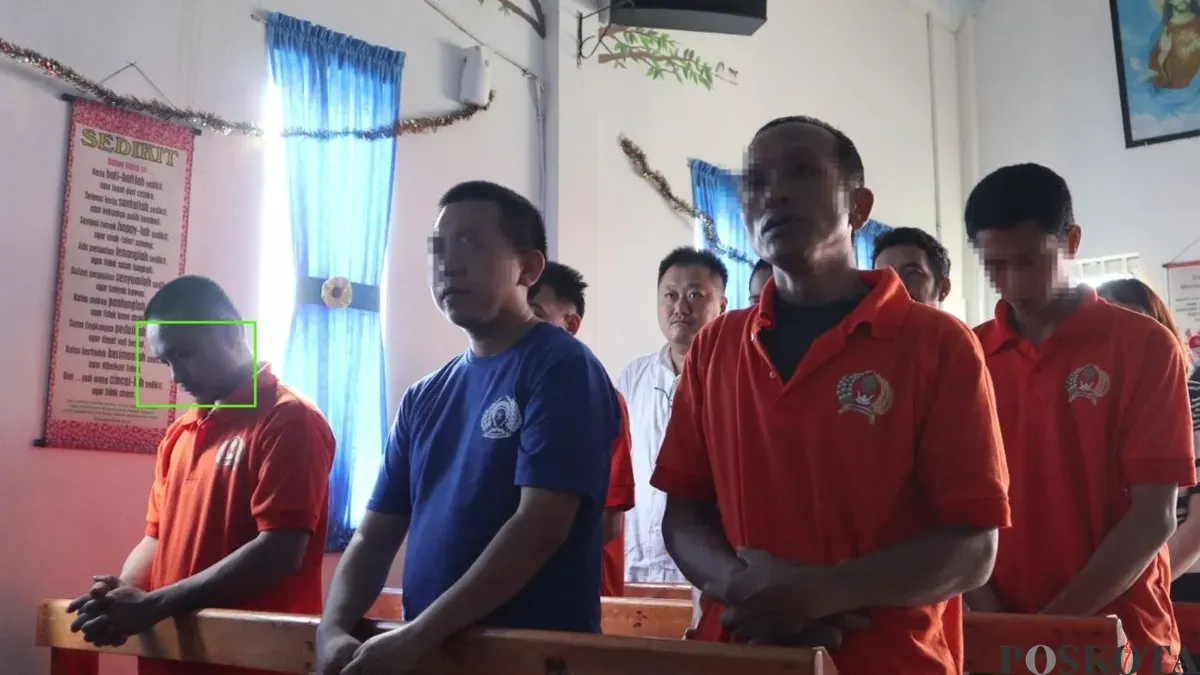 Warga Binaan Rutan Kelas I Tangerang merayakan ibadah Natal bersama keluarga. (Sumber: Veronica)