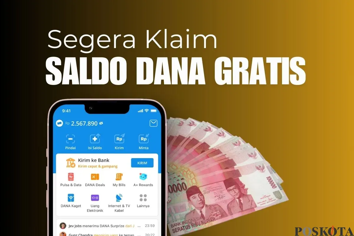 Klaim saldo DANA gratis sebesar Rp110.000 hari ini. (Sumber: Poskota/Febrian Hafizh Muchtamar)
