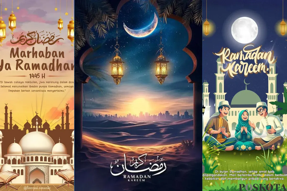 Contoh desain poster Ramadhan 2025 dengan nuansa Islami yang menawan. (Sumber: Poskota/Yusuf Sidiq)