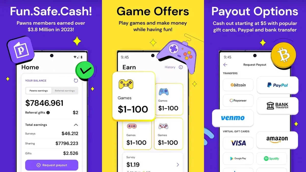 Ilustrasi aplikasi penghasil uang yang membayar uang dolar. (Sumber: Play Store)