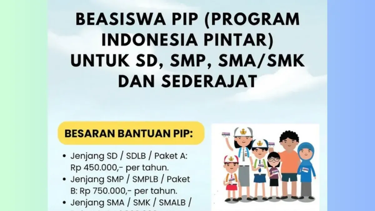 Bansos PIP 2025 memberikan dana bantuan untuk siswa SD, SMP, dan SMA. Pastikan kamu mengetahui nominal yang diterima di setiap jenjang pendidikan (Sumber: Instagram/@indbeasiswa)