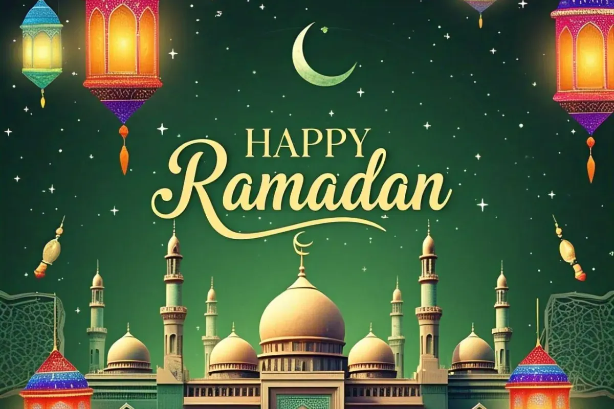 Ilustrasi poster Ramadan 2025 yang dibuat menggunakan alat kecerdasan buatan Meta AI di WhatsApp. (Sumber: Meta AI)