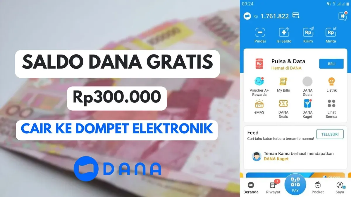 Dapatkan saldo DANA gratis melalui aplikasi penghasil uang terbaru yang bisa cairkan langsung hingga Rp300.000 ke dompet elektronik (Sumber: Poskota/Herdyan Anugrah Triguna)