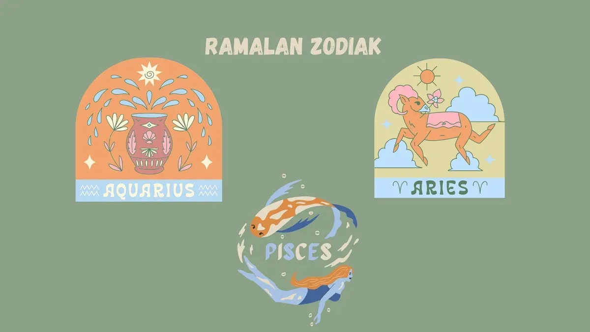 Zodiak Aquarius, Pisces, dan Aries hari ini Jumat 28 Februari 2025 soal asmara. (Canva)