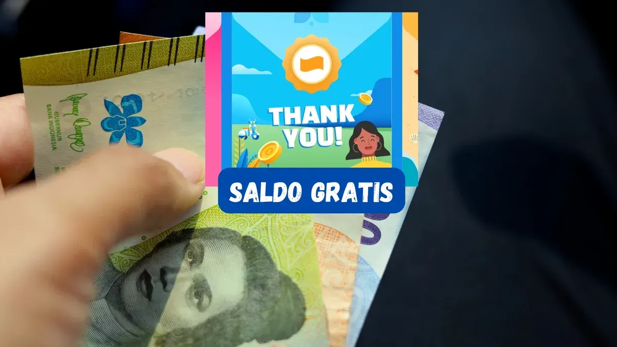 Saldo dana gratis gunakan e-wallet aplikasi DANA. (Canva)