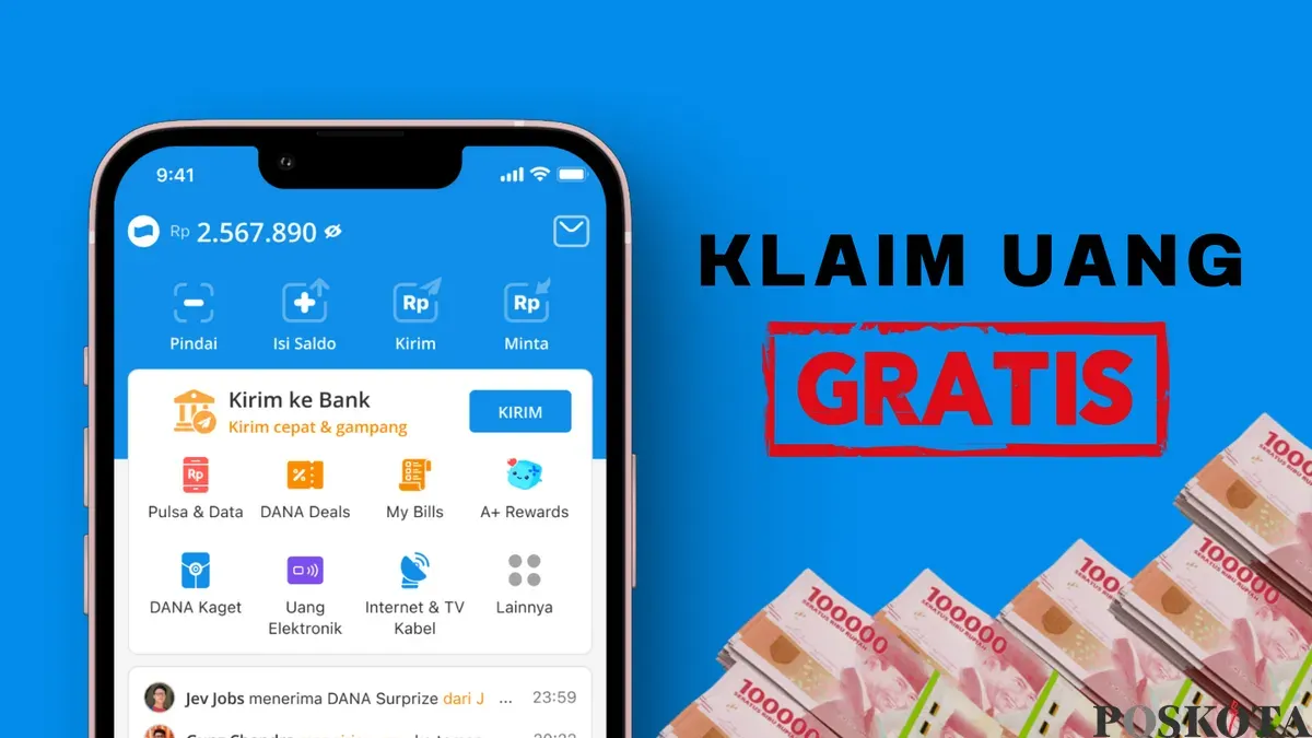 Buruan klaim saldo DANA gratis Rp175.000 ke dompet elektronik DANA Anda. (Sumber: Poskota/Shandra)