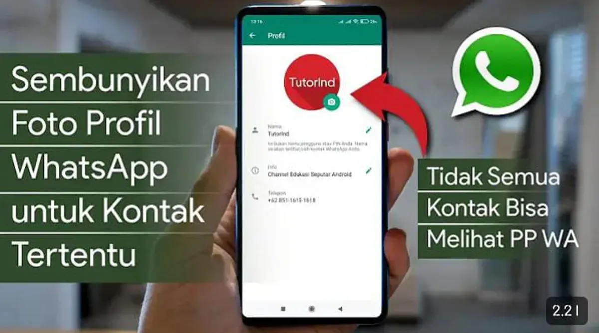 Tips mudah sembunyikan info dan foto profil WhatsApp untuk kontak tertentu. (Sumber: Tangkap layar/YouTube/TutorInd)