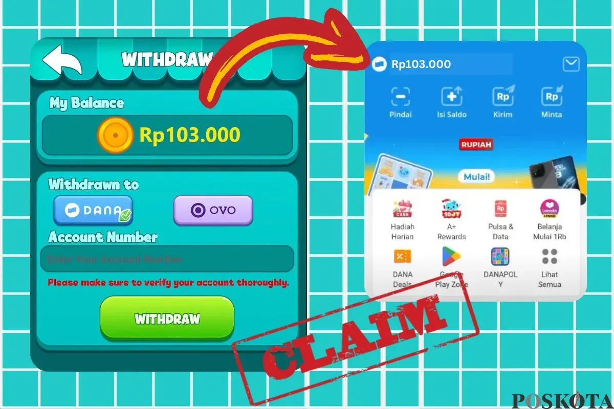Dapatkan hadiah berupa saldo dompet elektronik hingga sebesar Rp103 dengan menggunakan aplikasi terbaru ini. (Sumber: Poskota/Muhamad Arip Apandi)