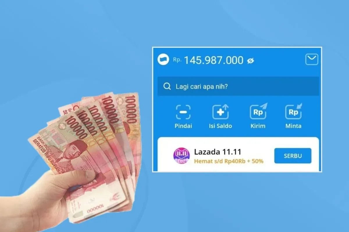 Saldo DANA Rp280.000 dari hasil aplikasi penghasil uang.(Sumber: Poskota/Syifa Luthfiyah)