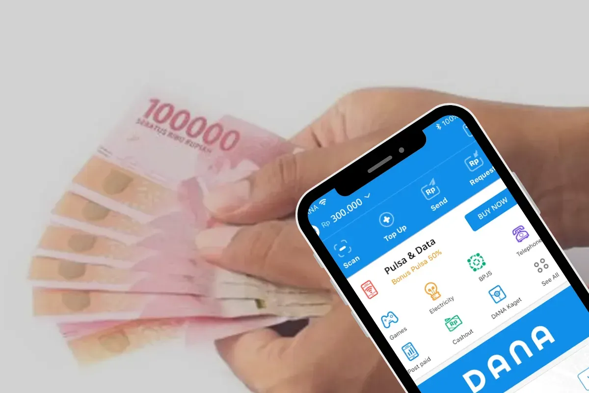 Panduan Beli Pulsa di Aplikasi Dompet Elektronik DANA (Sumber: Poskota/Syifa Luthfiyah)