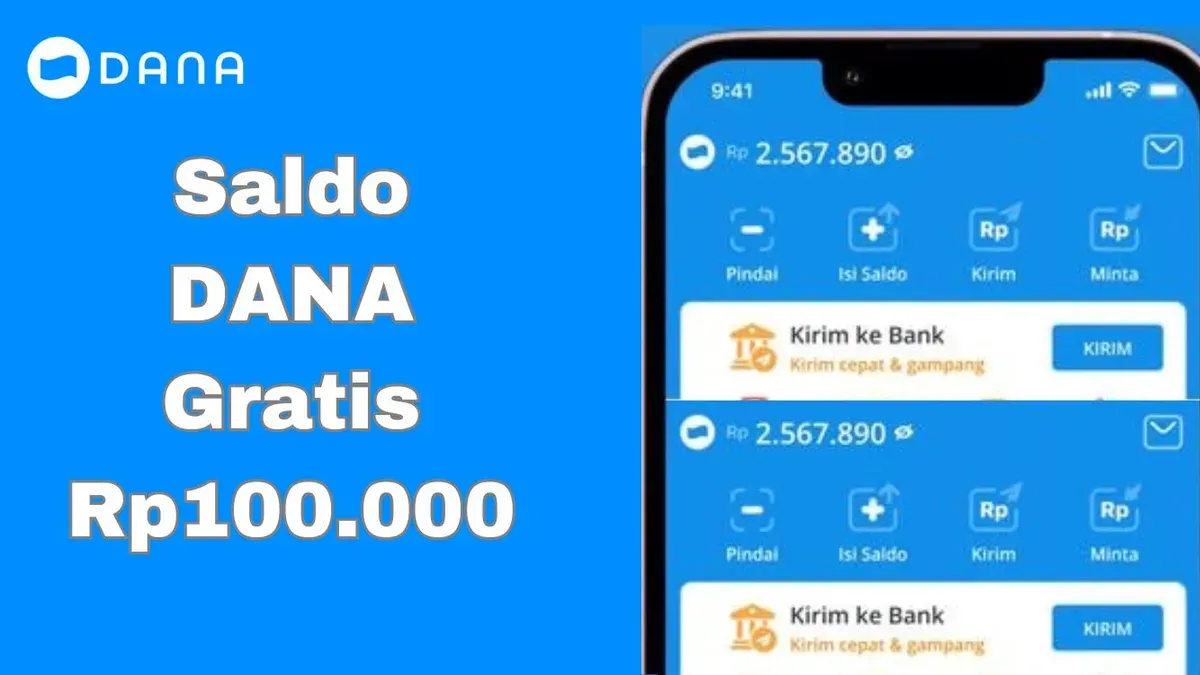 Saldo DANA gratis Rp100.000 bisa Anda klaim sekarang pakai cara ini masuk dompet elektronik. (Sumber: Poskota/Syania Nurul Lita Baikuni)