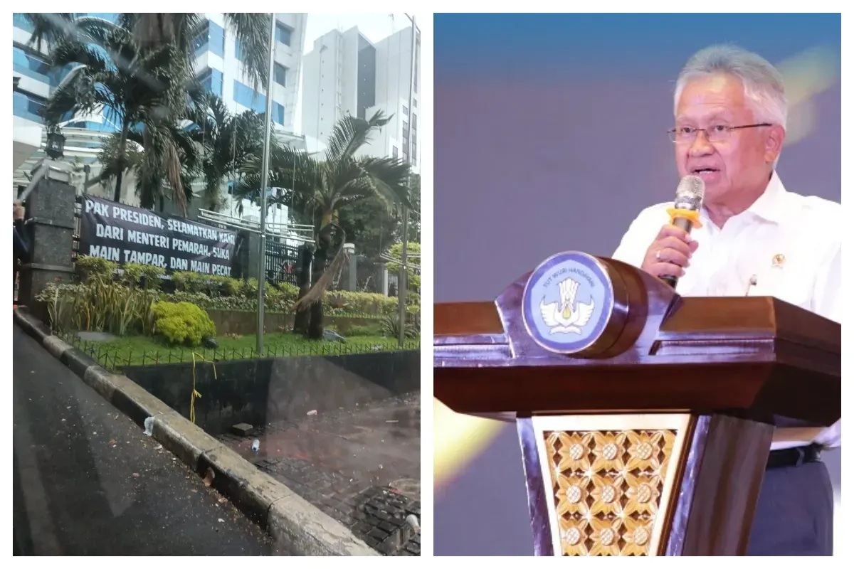 Mendikti Saintek Satryo Soemantri Brodjonegoro didemo oleh para pegawainya karena dianggap semena-mena (Sumber: X/@zanatul_91-Instagram/@kemdiktisaintek.ri)