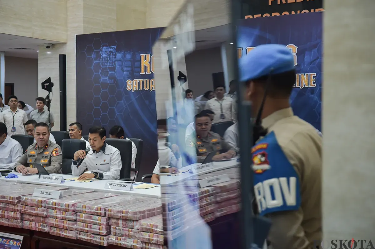 Polisi ungkap kasus judi online di Bareskrim Polri, Jakarta, Senin, 20 Januari 2025. (Sumber: Poskoata/ Bilal Nugraha Ginanjar)