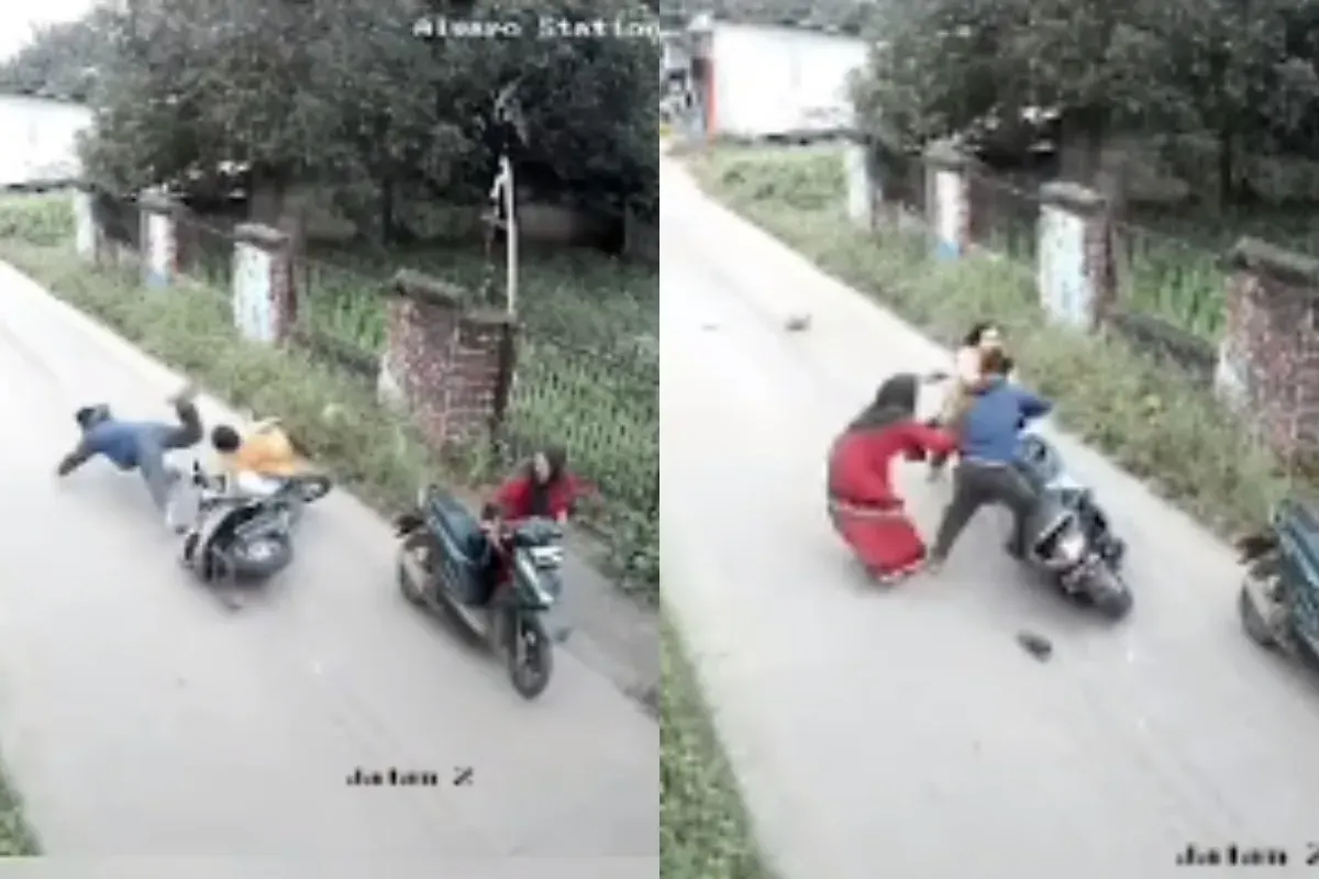 Emak-emak di Bogor rela ditabrak maling tabung gas di Bogor, Jawa Barat. (Sumber: Tangkap Layar Instagram/@infoparung)