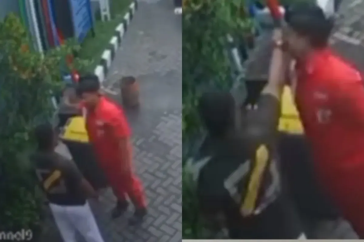 Petugas SPBU di Surabaya, Jawa Timur jadi korban pengeroyokan sejumlah orang karena tak terima ditegur merokok. (Sumber: Tangkap Layar X/@heraloebss)