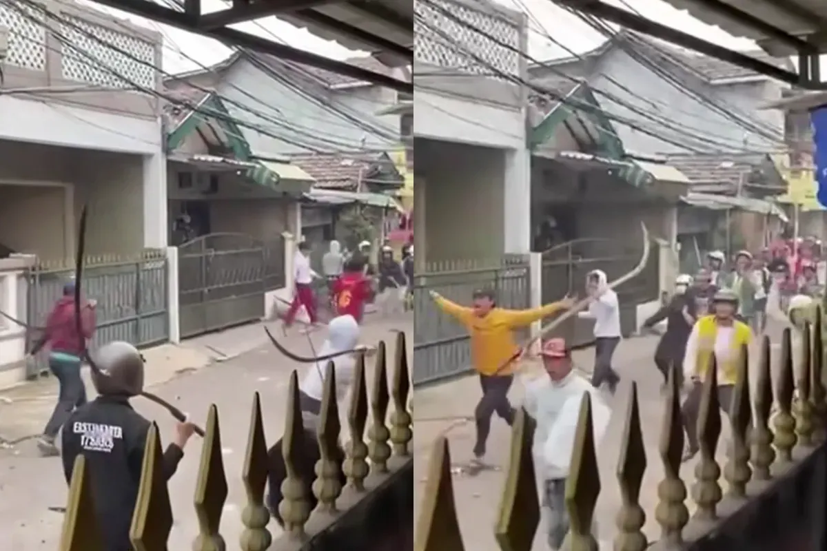 Tawuran antar kelompok pemuda di Cipinang, Jakarta Timur menggunakan senjata tajam. (Sumber: Tangkap Layar Instagram/@fakta.indo)