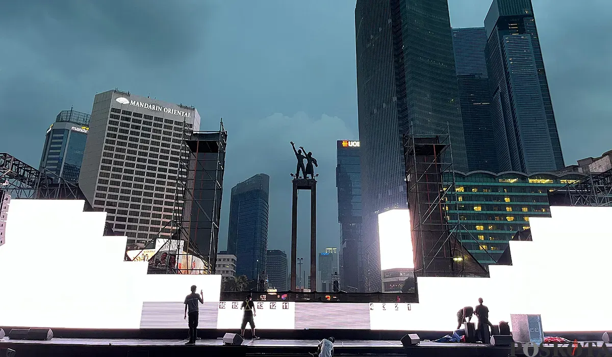 Suasana Bundaran HI, Menteng, Jakarta Pusat. (Sumber: Poskota/Muhammad Tegar Jihad Al Faruq)