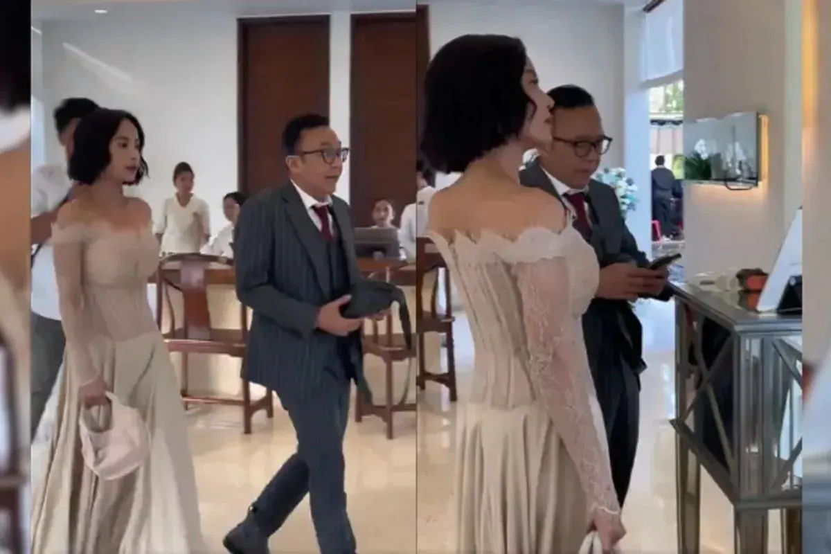 Ari Lasso dan Dearly Djoshua jadi sorotan di pernikahan Maxime Bouttier dan Luna Maya. (Sumber: X/@Meta80ki)