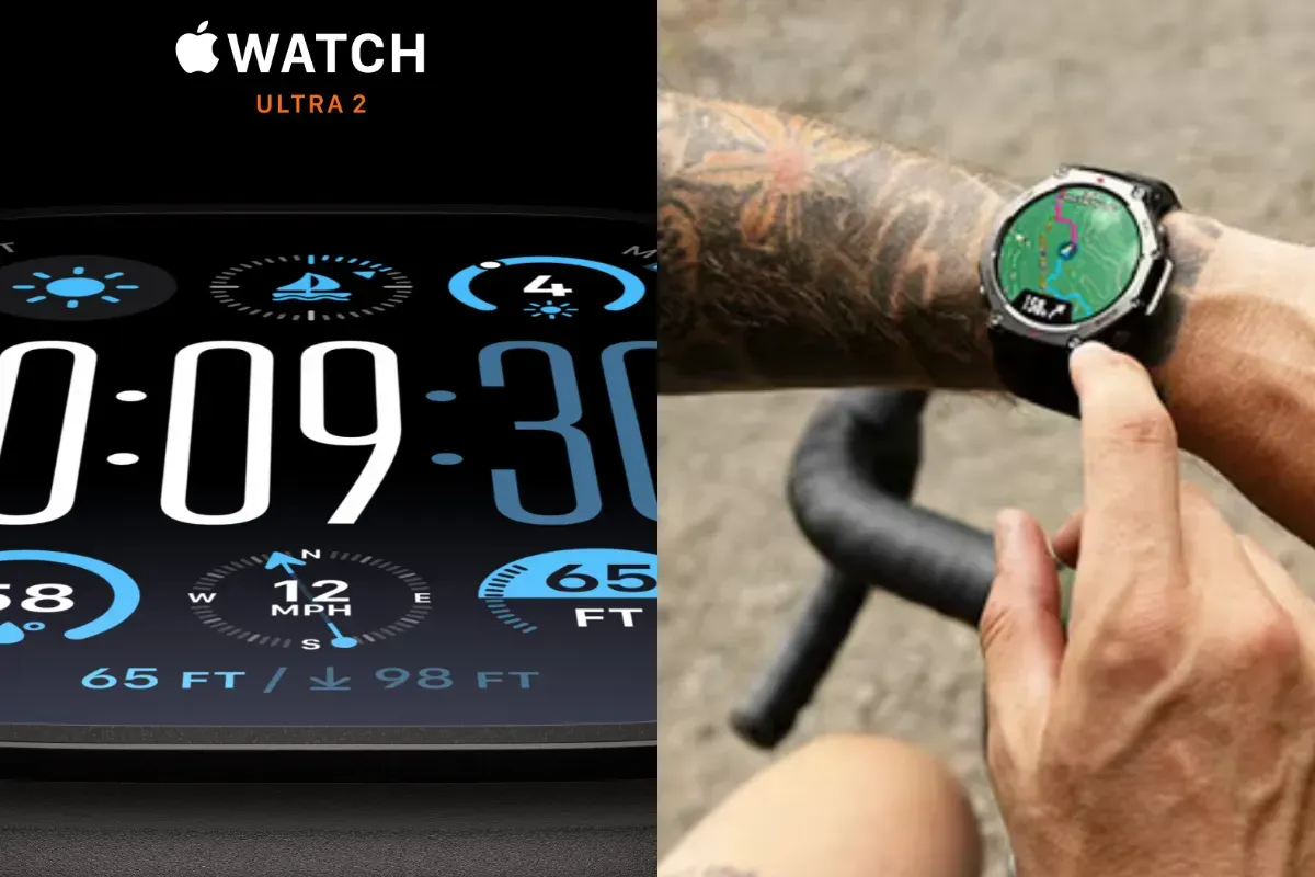 Ilustrasi smartwatch terbaik 2025 untuk pelari. (Sumber: Apple dan Amazfit)