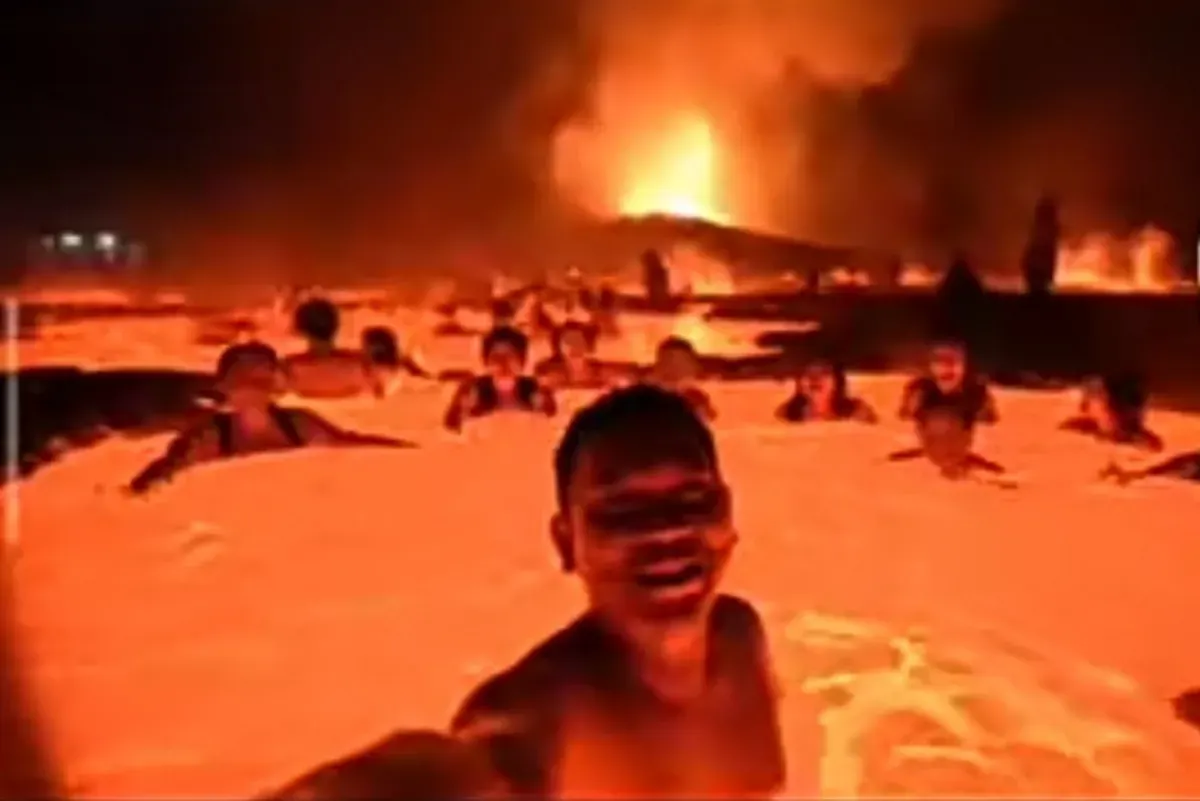 Visual video viral di media sosial dengan judul Hari Pertama Masuk Neraka yang menghebohkan publik. (Sumber: TikTok/@veo3sesat)