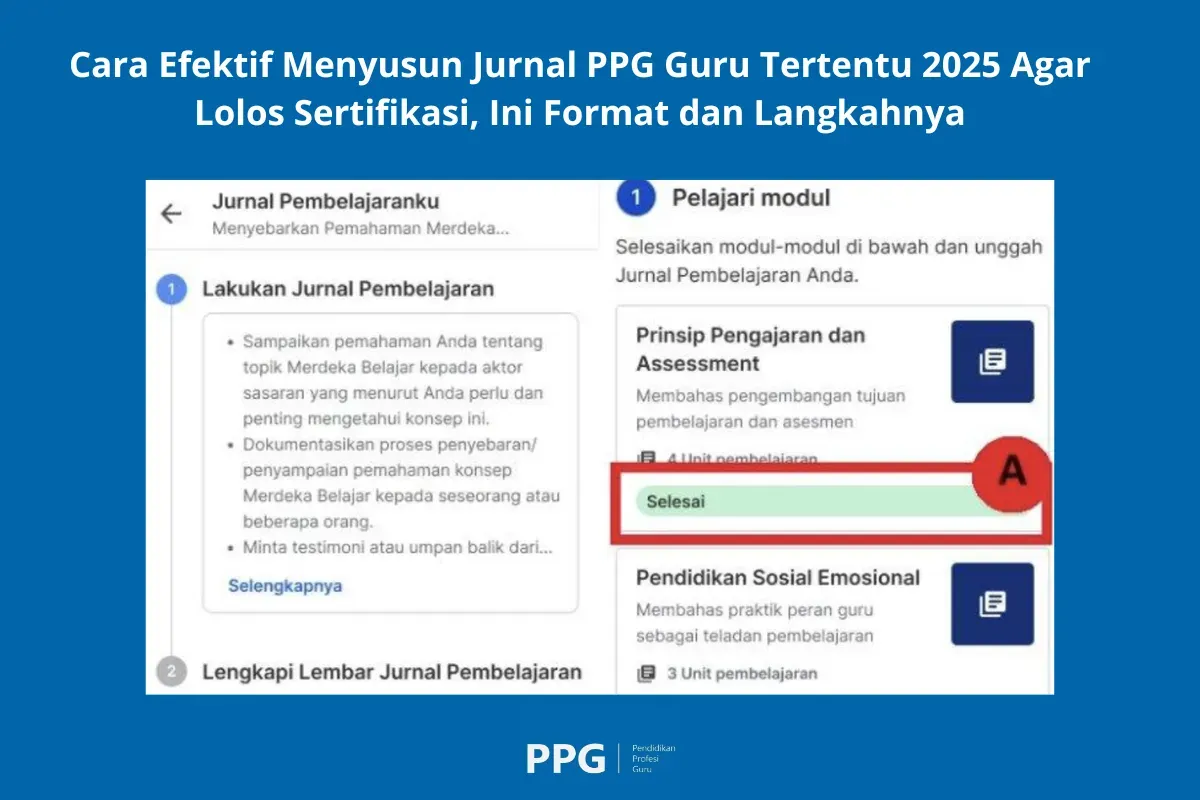 Tampilan fitur Sertifikasi Pendidik di Ruang GTK tempat guru mengerjakan dan mengunggah Jurnal Pembelajaran PPG 2025. (Sumber: Dok/PPG 2025)
