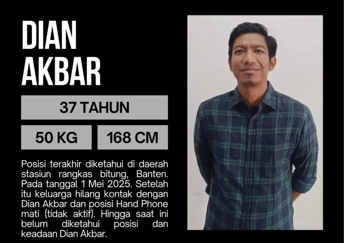 Sosok Dian Akbar yang dikabarkan hilang. (Sumber: Instagram/@trysiaosmon)