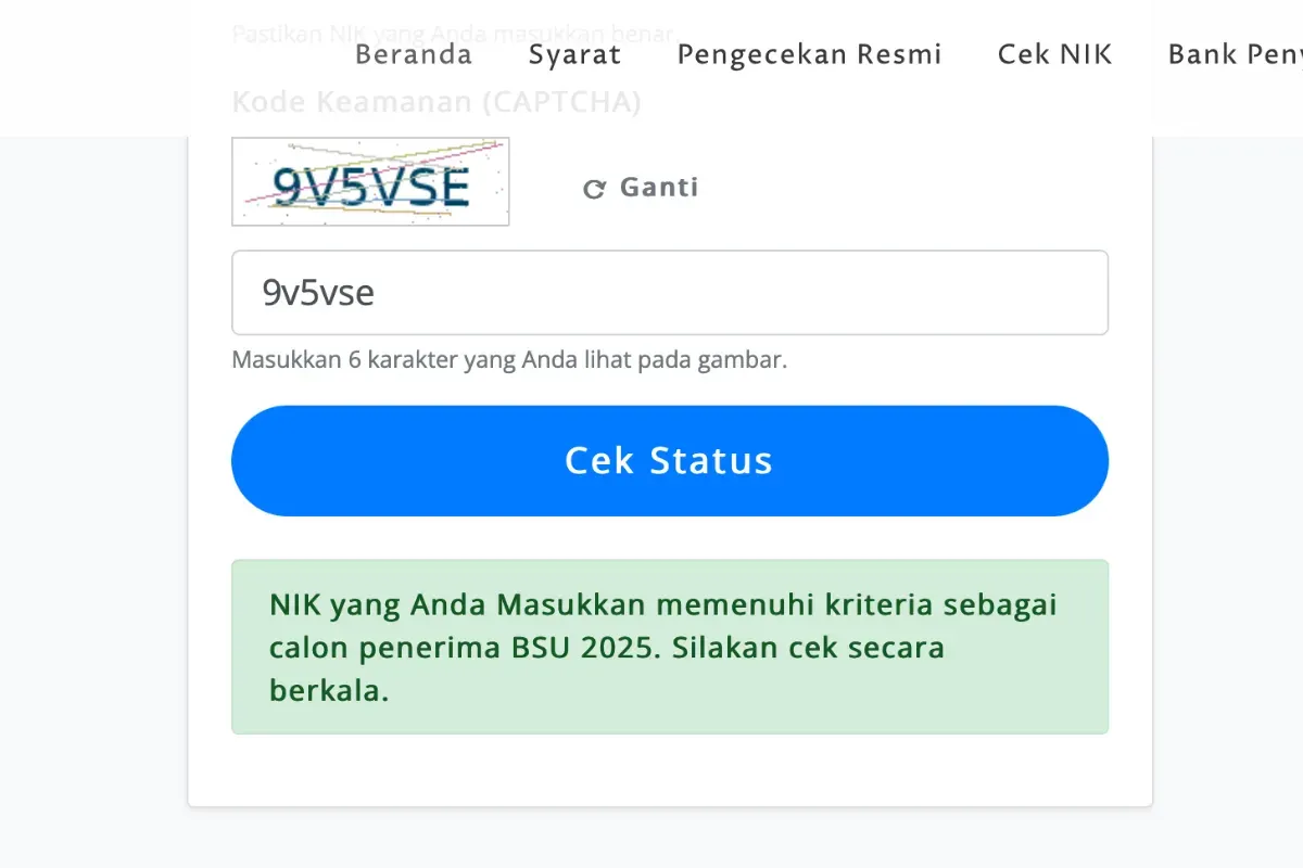 Ilustrasi cara cek validasi NIK KTP penerima BSU 2025 di laman bsu.kemnaker.go.id. (Sumber: Kemnaker)