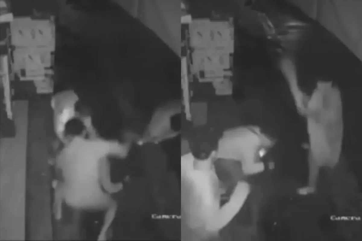 Aksi pengeroyokan seorang pemuda oleh empat pria di Bandung menggunakan balok kayu. (Sumber: Tangkap Layar Instagram/@baco*tetangga_)