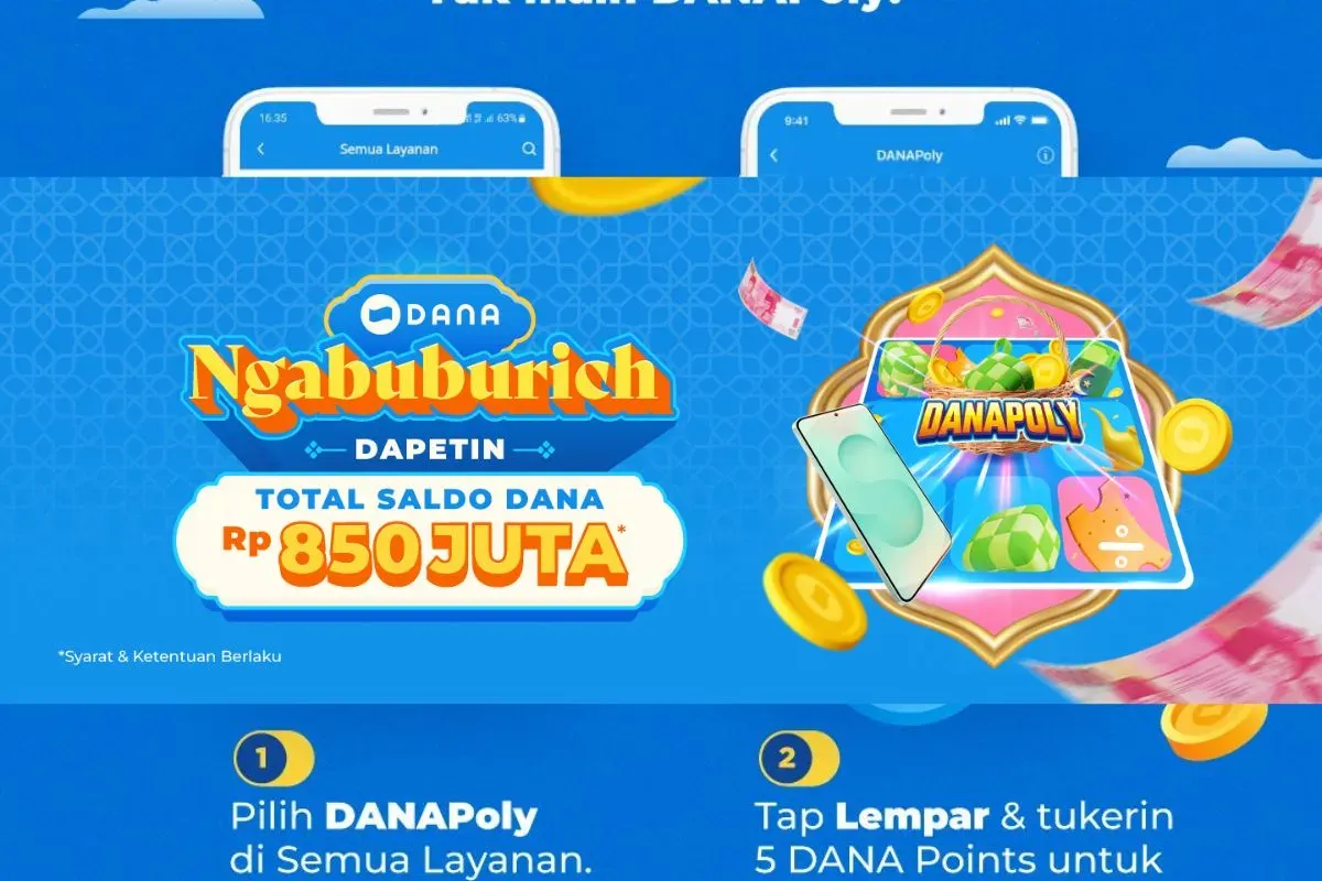 Ilustrasi dapat saldo e-wallet
gratis dari main DANAPoly (Sumber: dana.id)