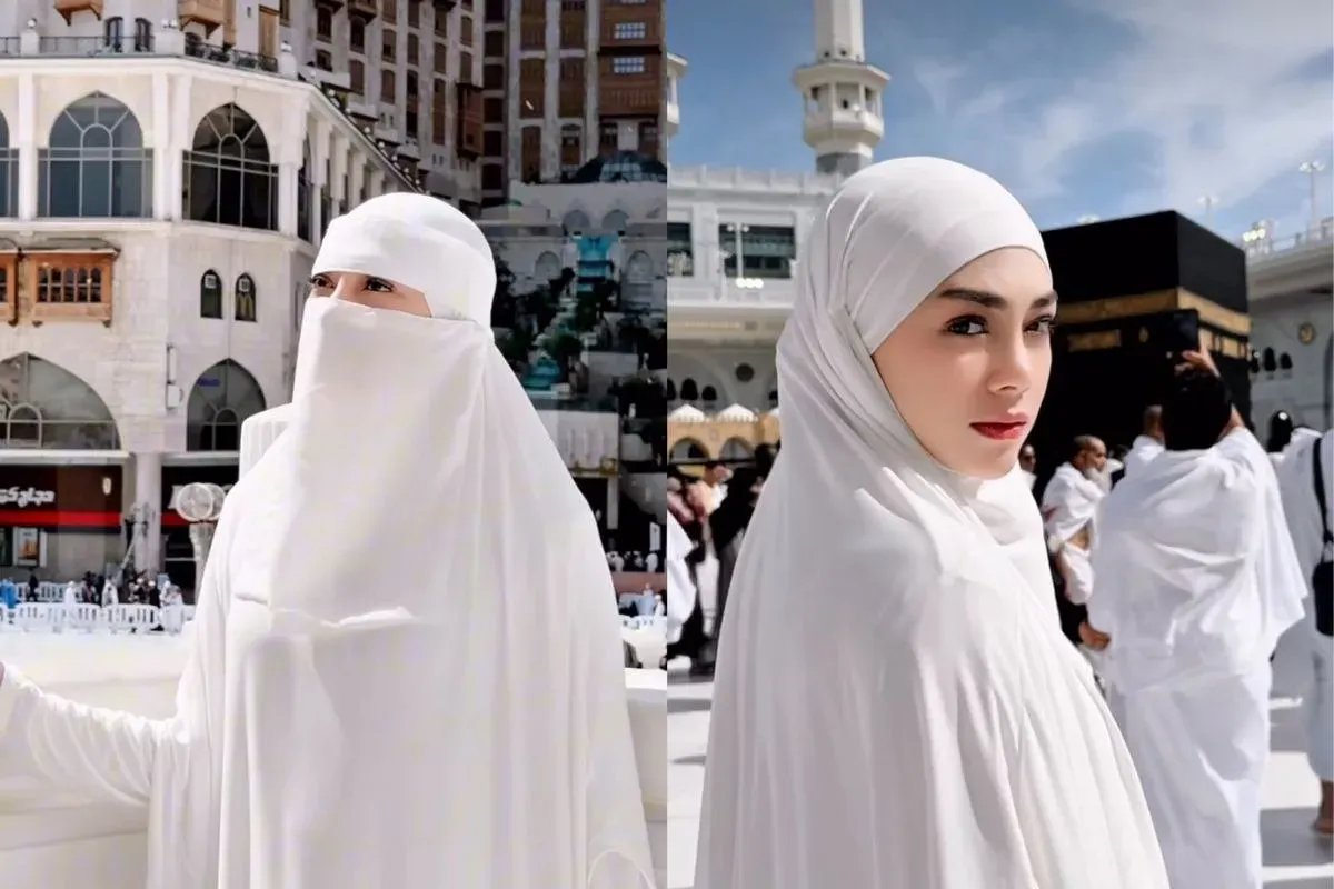 Celine Evangelista yang jalani umrah dan gunakan cadar. (Sumber: Instagram/@celine_evangelista)