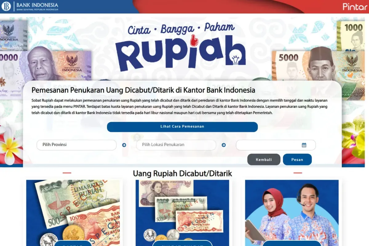Masyarakat melakukan penukaran uang baru melalui layanan kas keliling Bank Indonesia menggunakan aplikasi PINTAR. (Sumber: Aplikasi PINTAR)