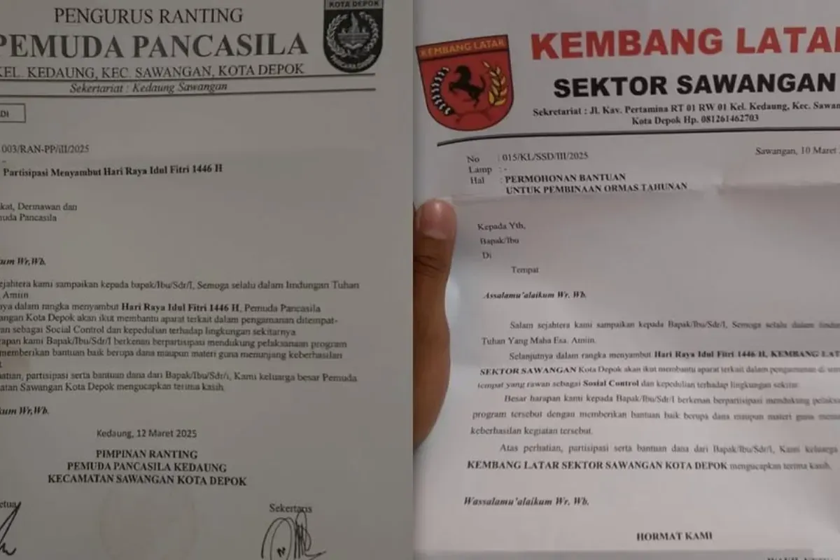 Tiga ormas di Depok edarkan surat permintaan THR dengan dalih sebagai uang keamanan menjelang lebaran. (Sumber: Instagram/@depok24jam)