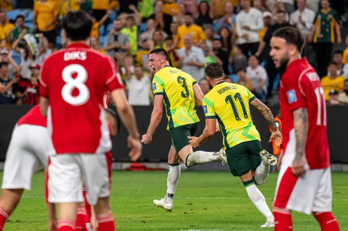 Timnas Indonesia dibantai Australia 1-5 dalam Kualifikasi Piala Dunia 2026. (Sumber: X/@Socceroos)