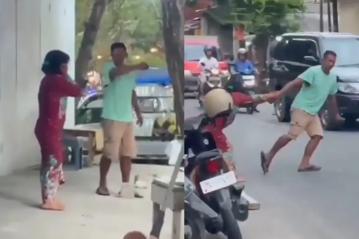 Momen seorang pria melakukan penganiayaan dengan sajam kepada mantan kekasihnya di Sulawesi Tengah. (Sumber: Tangkap Layar X/@neVerAl0ne)