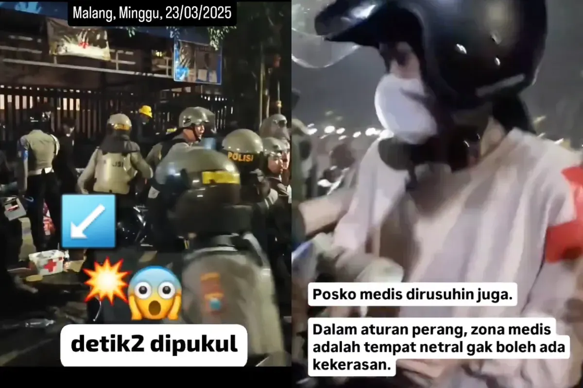 Potret detik-detik tim medis direpresi oleh polisi. (Sumber: X/@LBHPosMalang)